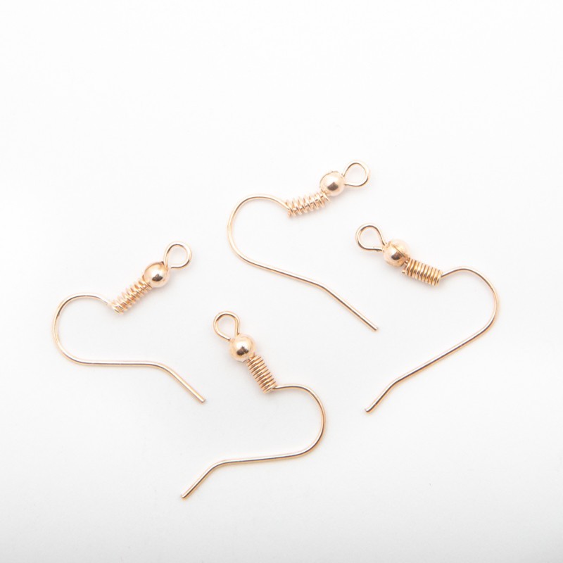 Hooks with a ball and a spring anti-allergic / rose gold / 18mm 50pcs BIG18PG