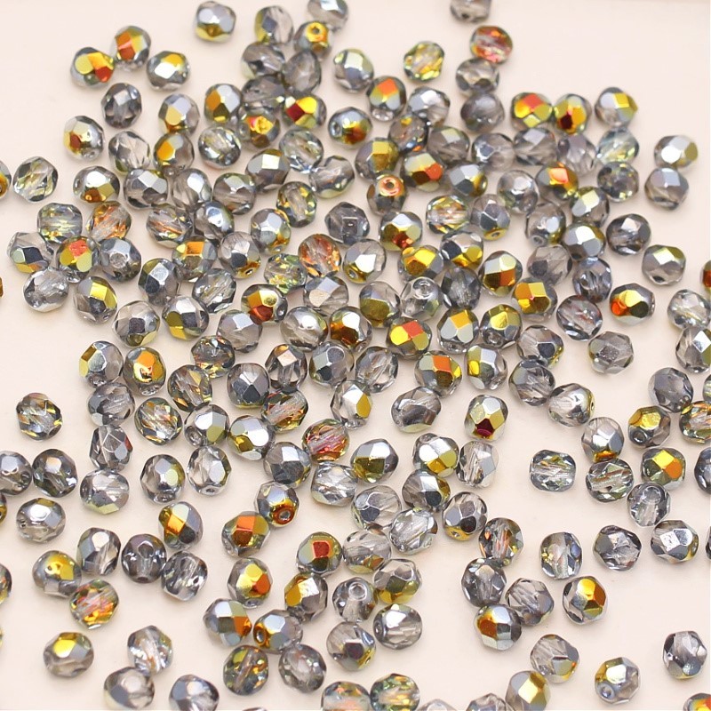Czech beads / faceted balls 6mm/ crystal gold ab/ 25pcs/ SZGBKF06B085