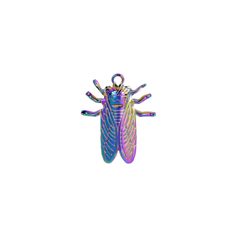 Pendant / insect pendant Cicada / rainbow surgical steel 29x22mm 1pc ASS452RB
