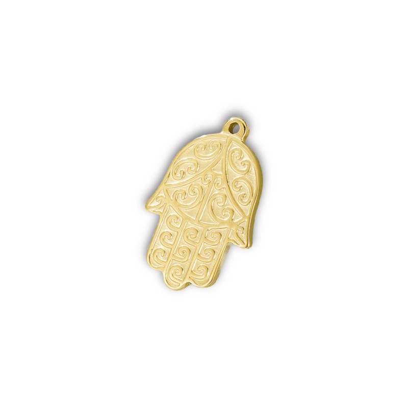 Decorated Hamsa pendant / surgical steel / gold 26x16mm 1pc ASS458KG
