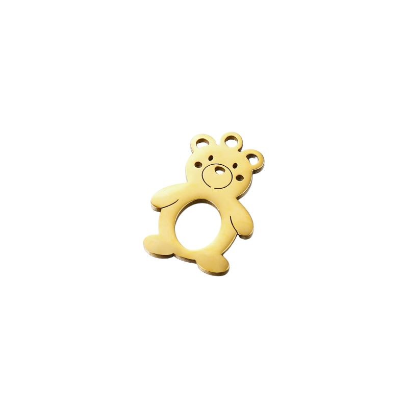 Gold pendants / surgical steel / cute bears 19x13mm 1pc ASS462KG