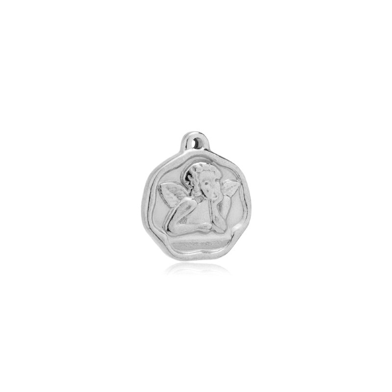 Coin pendant with an angel / surgical steel 16x14mm 1pc ASS467