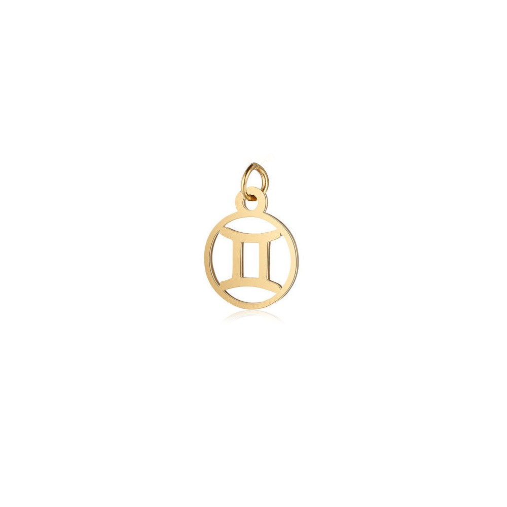 Gemini pendant / gold zodiac sign / surgical steel 11mm 1pc ASS479C
