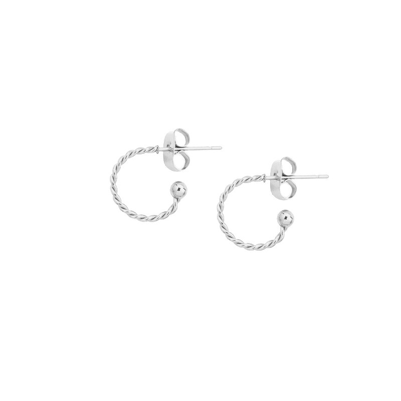 Decorative open hoop earrings/ surgical steel/ 13x17mm 2pcs BKSCH83