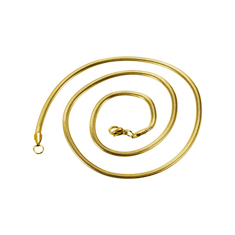 Snake chain flat 3mm gold/ surgical steel approx. 39cm/ with clasp LLSCHG31KG