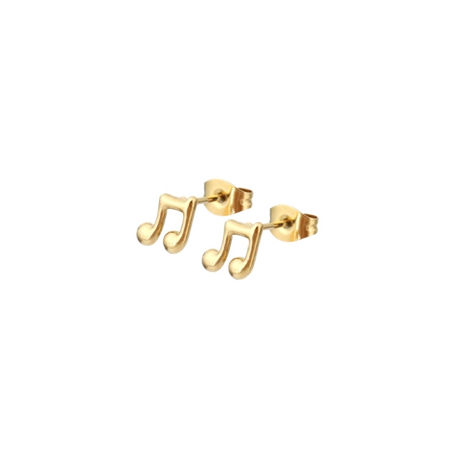 Note earrings/ studs 7mm with a stopper/ surgical steel/ gold 1 pair BSCHSZ05KG