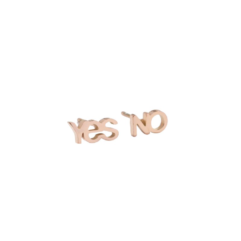 Earrings "Yes/No"/ studs approx. 4x8mm with stopper/ stainless steel/ rose gold 1 pair BSCHSZ030KGR