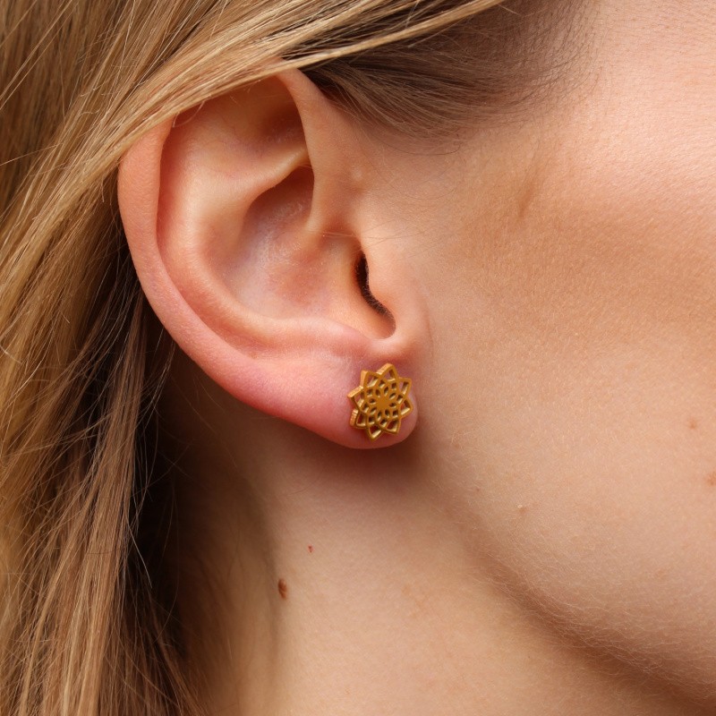 Openwork earrings/ studs approx. 11.8mm with a plug/ surgical steel/ gold 1 pair BSCHSZ018KG