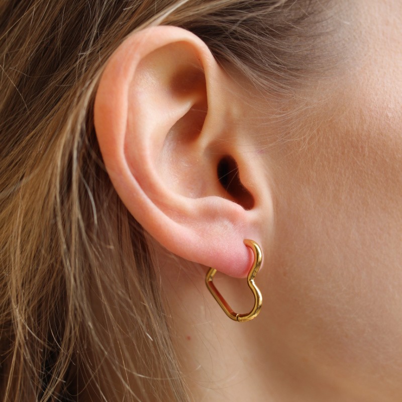 Heart earrings gold/ surgical steel/ 20x17.5mm 2pcs BKSCH80KG