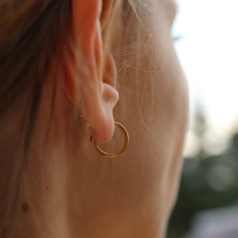 Open hoop earrings gold/ surgical steel/ 12x18.5mm 2pcs BKSCH85KG