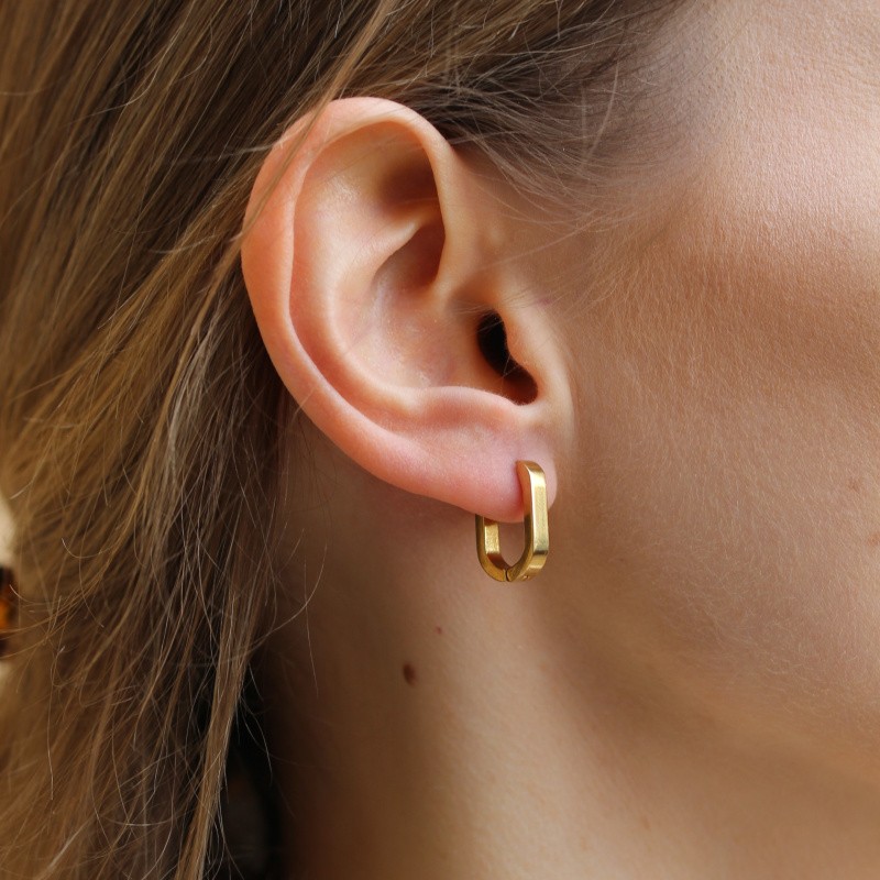 Gold earrings ellipse/ surgical steel/ 17x3mm/ 2pcs BKSCH87KG
