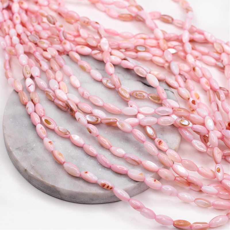 Shell beads/ light pink olive approx. 5x11mm/ string 38cm MU139F