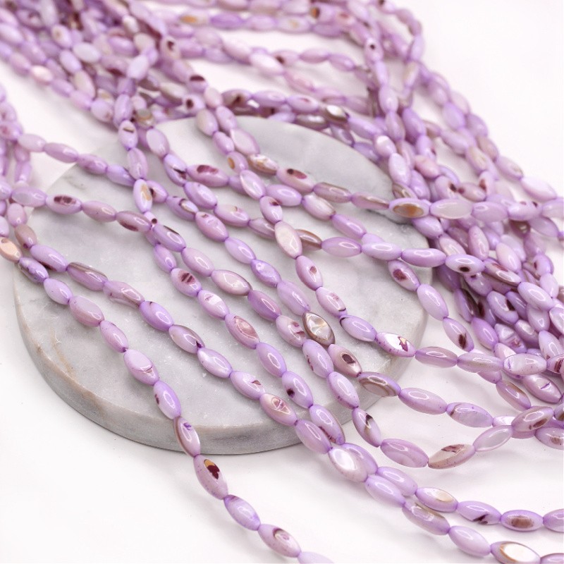 Shell beads/ light olive purple approx. 5x10mm/ string 38cm MU139G