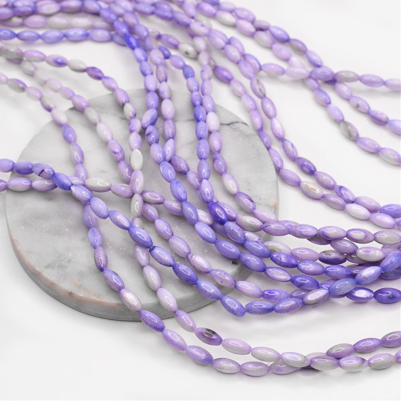 Shell beads/ blue olive violet approx. 5x10mm/ string 38cm MU139I