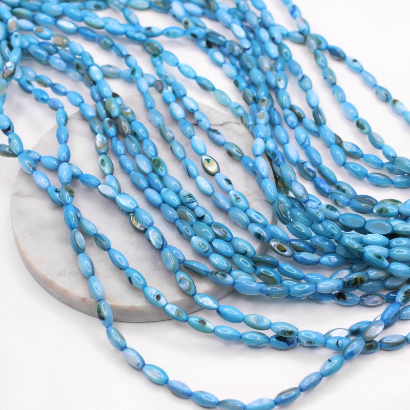 Shell beads/ blue olives approx. 5x10mm/ string 38cm MU139J