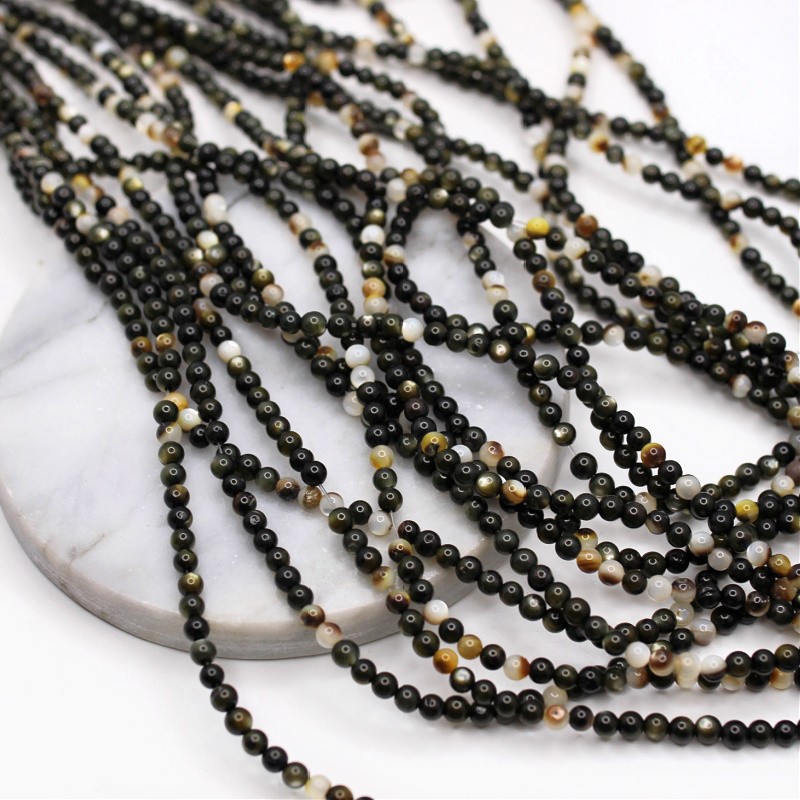 Black mother of pearl beads/ balls approx. 4mm 97pcs/string MUKU04A