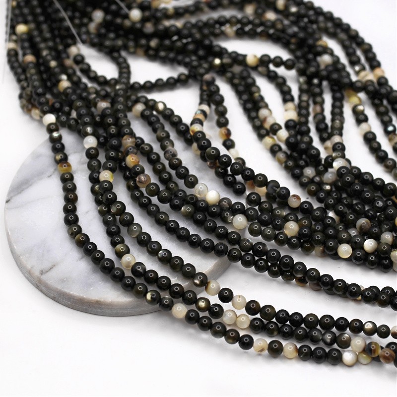 Black mother of pearl beads/ balls 6mm/ 65pcs/ string MUKU06A