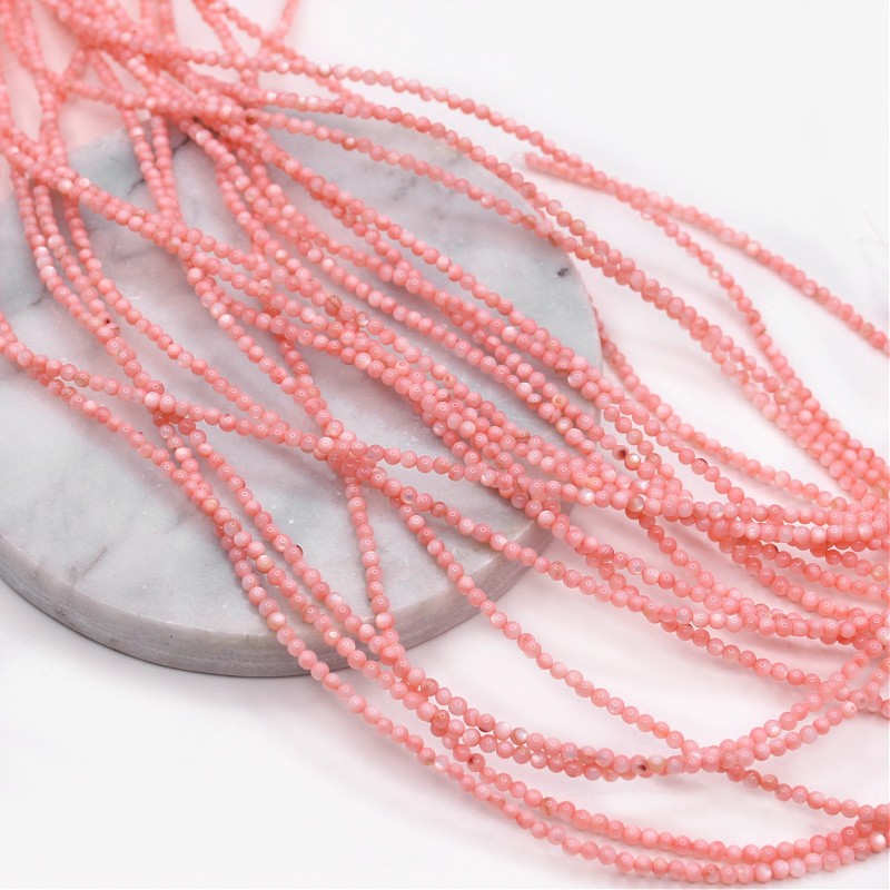 Mother of pearl beads/ balls 2mm light pink/ 37cm/string MUKU02E