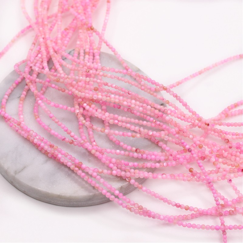 Mother of pearl beads/ balls 2mm pink/ 37cm/string MUKU02F