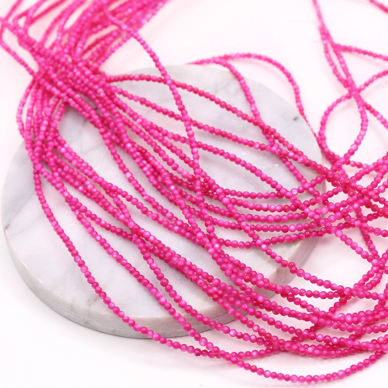 Mother of pearl beads/ balls 2mm pink/ 37cm/string MUKU02I