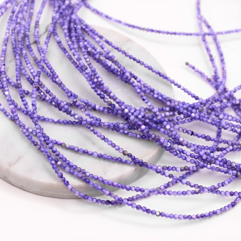 Mother of pearl beads/ balls 2mm purple/ 37cm/string MUKU02J