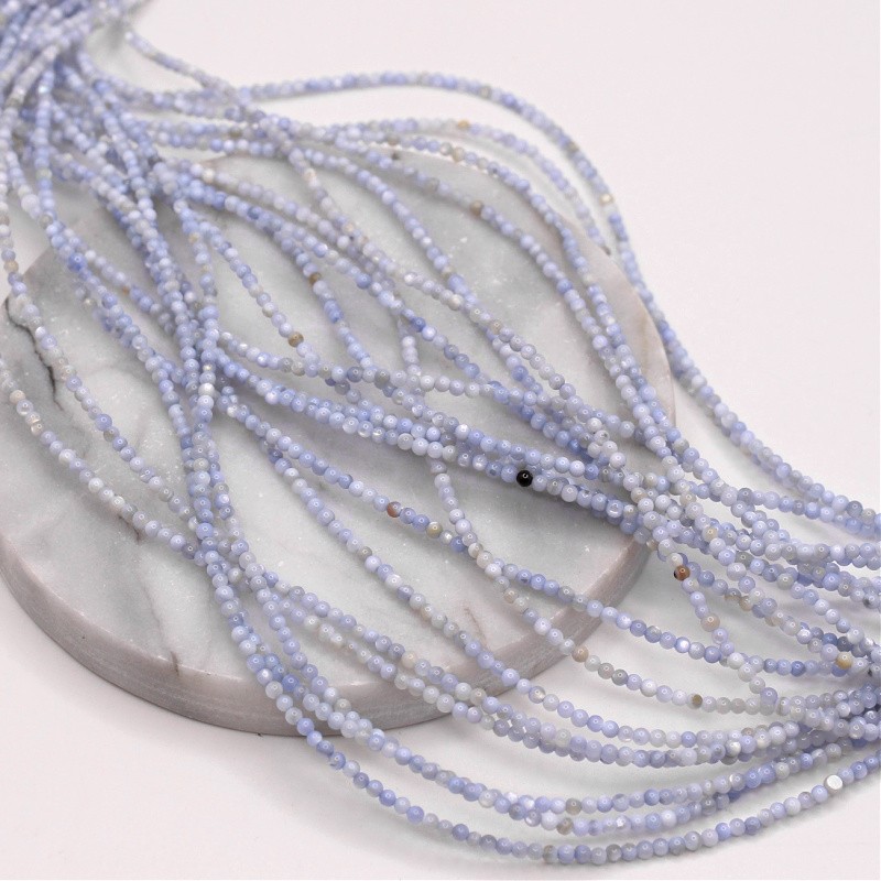 Mother of pearl beads/ blue balls 2mm/ 37cm/string MUKU02K