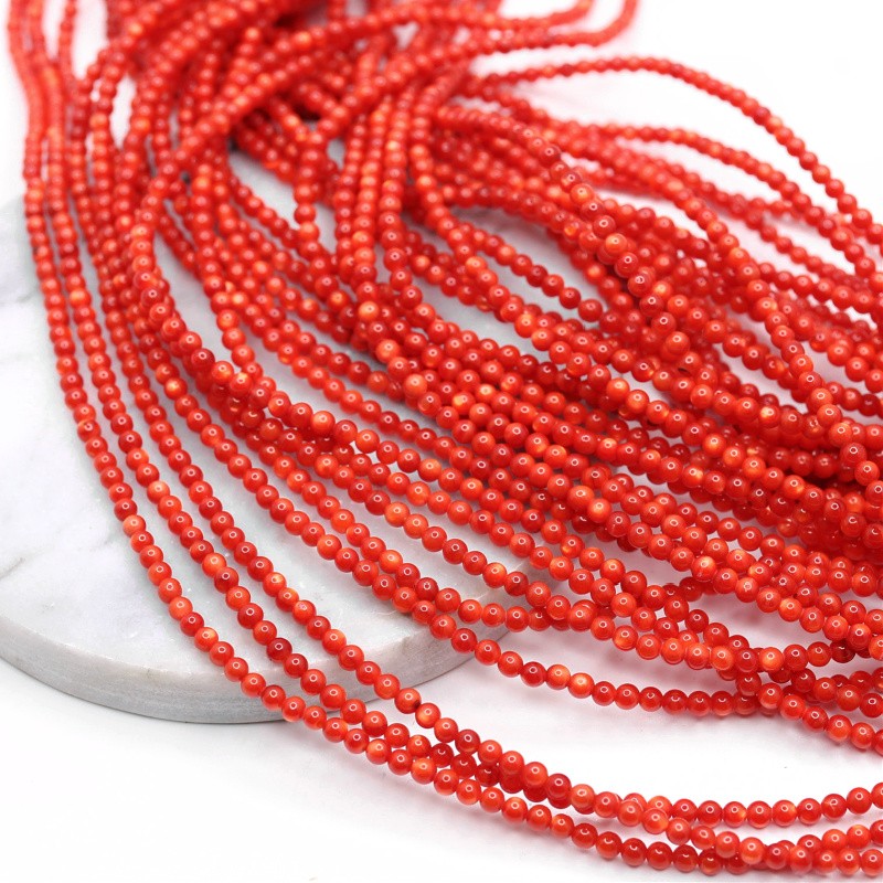 Mother of pearl beads/ balls 3mm light red/ 37cm/string MUKU03D