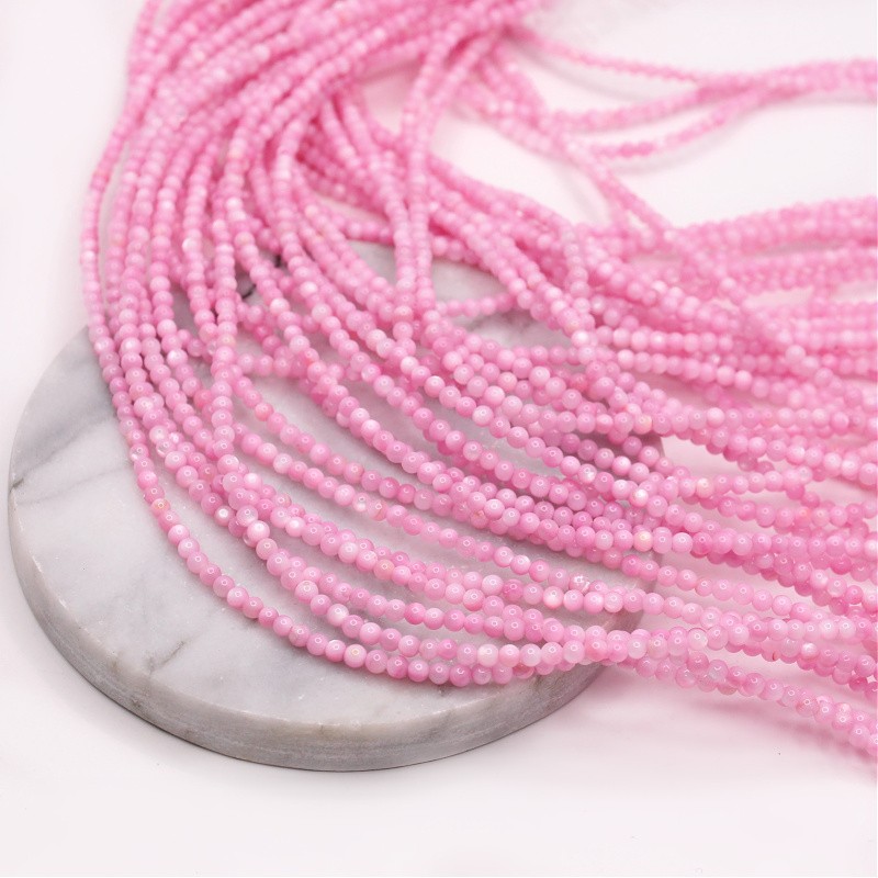 Mother of pearl beads/ balls 3mm light pink/ 37cm/string MUKU03G