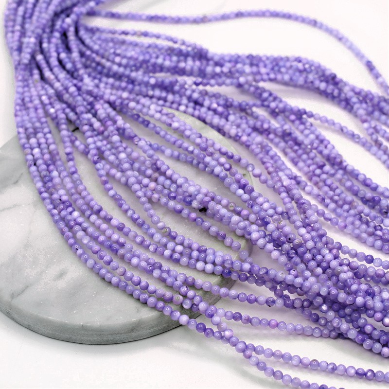 Mother of pearl beads/ balls 3mm purple/ 37cm/string MUKU03I