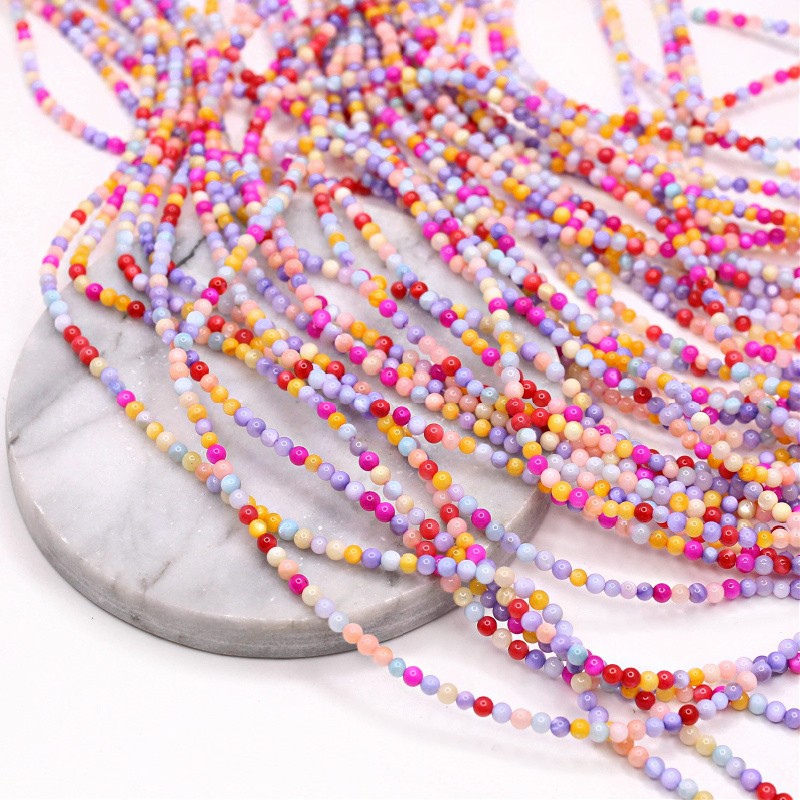 Mother of pearl beads/ balls 3mm multicolor/ 37cm/string MUKU03H