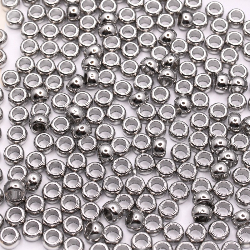 Koraliki gładkie przekładki/ krawatki 6szt srebrne 8x5mm AAT691A