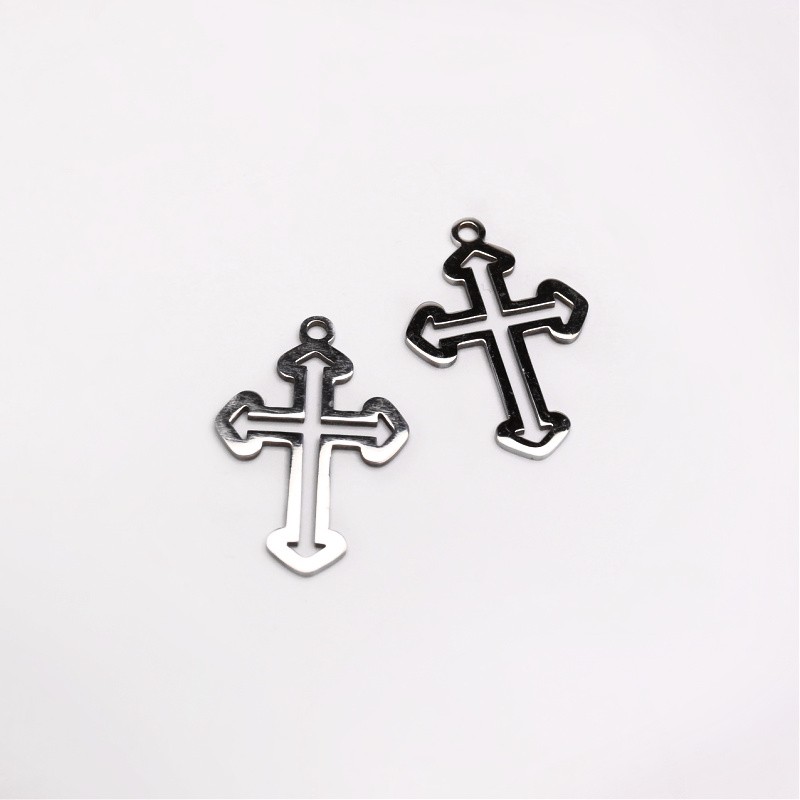 Cross / pendant / surgical steel gold-plated / 18x30mm 1pc ASS194KG