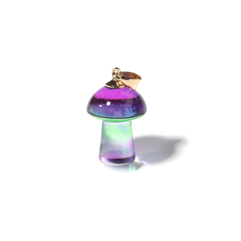 Pendant lampwork glass / mushroom / purple-green 26x16mm 1pc SZLAZGR02