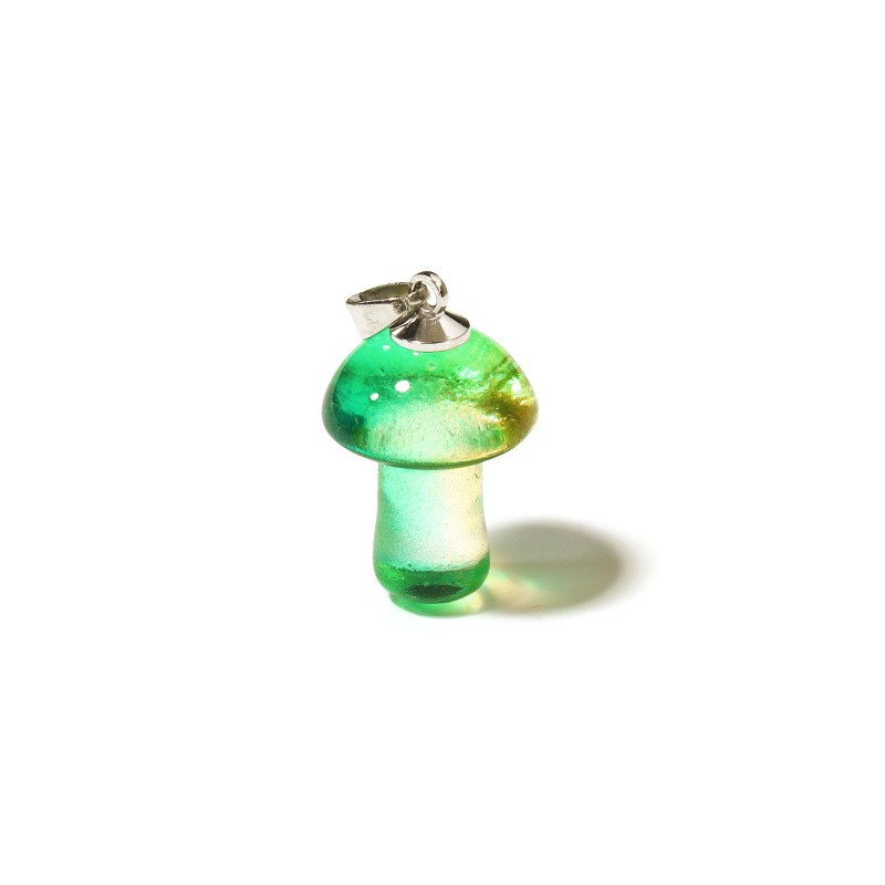 Pendant lampwork glass / mushroom / yellow-green 26x16mm 1pc SZLAZGR03