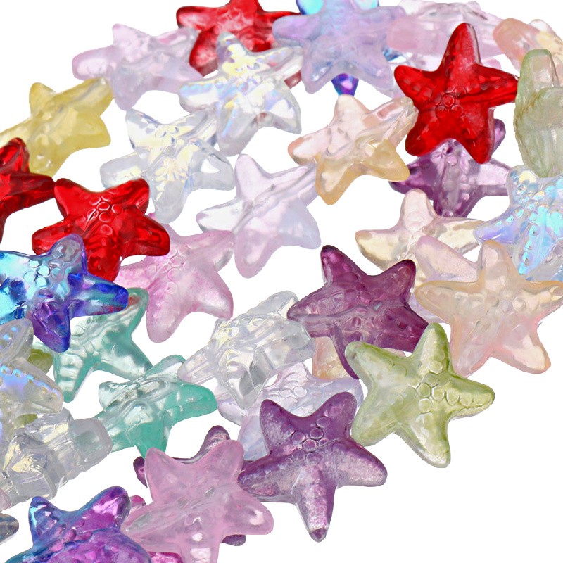 Lampwork jewelry beads / colorful starfish 15mm 15pcs SZLARG01