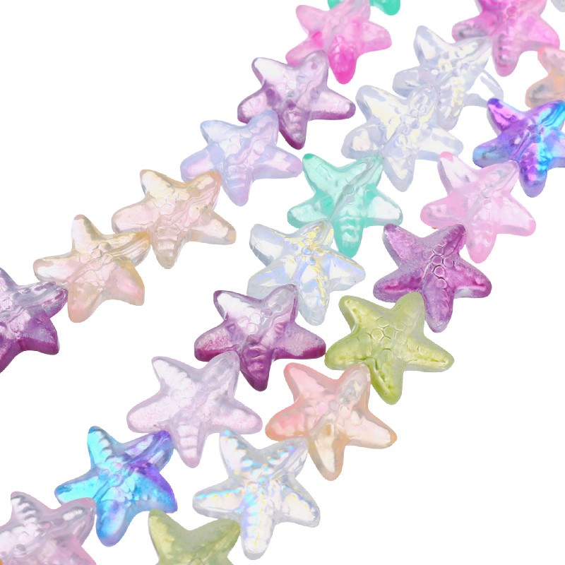 Lampwork jewelry beads / colorful starfish 15mm 15pcs SZLARG01