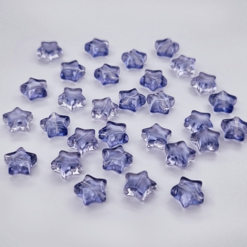 Jewelery beads lampwork/ denim blue stars 10mm 2pcs SZLAZGW1005