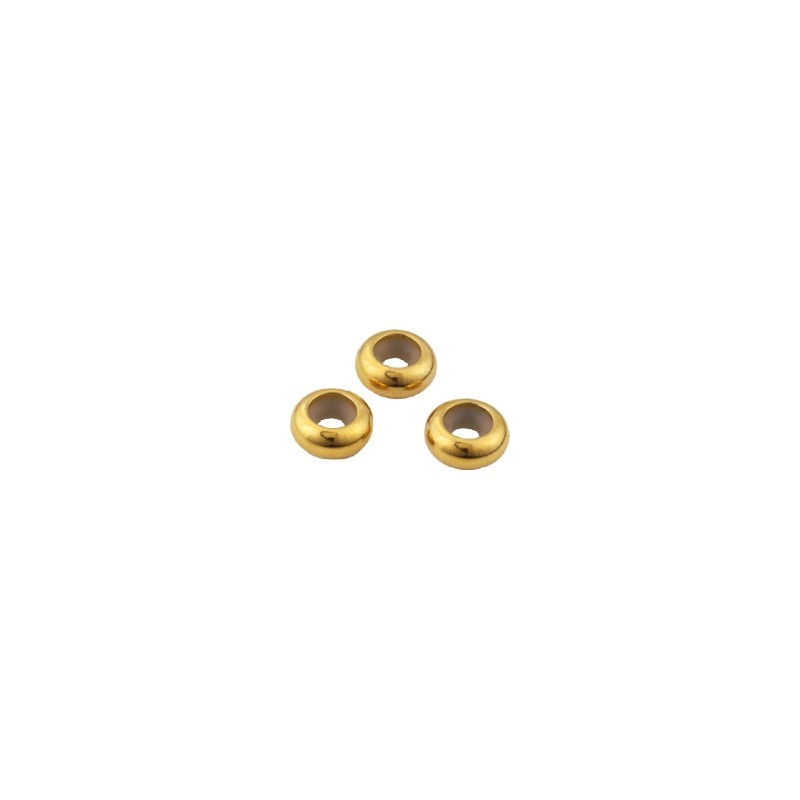 Cord stops 3x6mm 1pc gold/ surgical steel/ ASS210KG