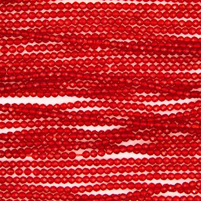 Koraliki czerwony spinel/ kulki fasetowane 2mm/ ok. 200sztuk KASRF02