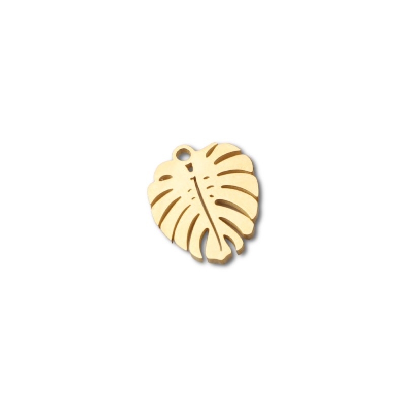 Monstera pendant / surgical steel gold-plated / 13x16.5mm 1pc AKGSCH006