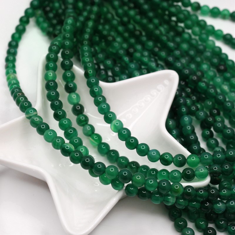 Green agate/ beads balls 6mm/ string 36cm/ KAAG0632