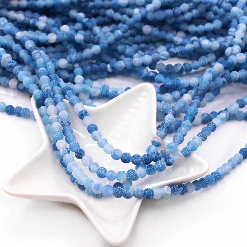Blue etched agate/ beads balls 6mm/ 60pcs (string) KAAGT0616