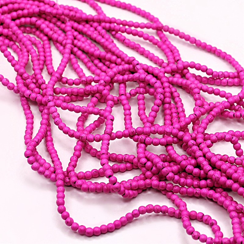 Howlite beads fluo pink balls 4mm 100pcs/string HORFKU04