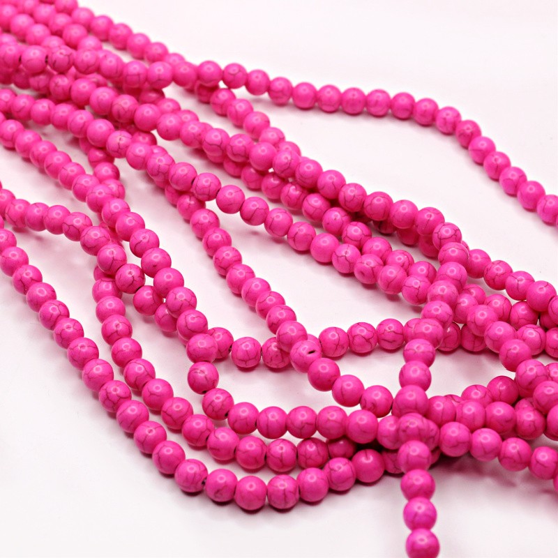 Howlite beads fluo pink balls 8mm 50pcs/string HORFKU08