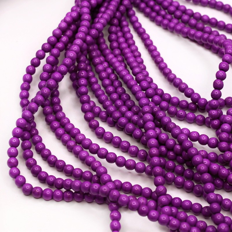 Howlite strong purple / beads balls 6mm 66pcs / string HOFIKU06B