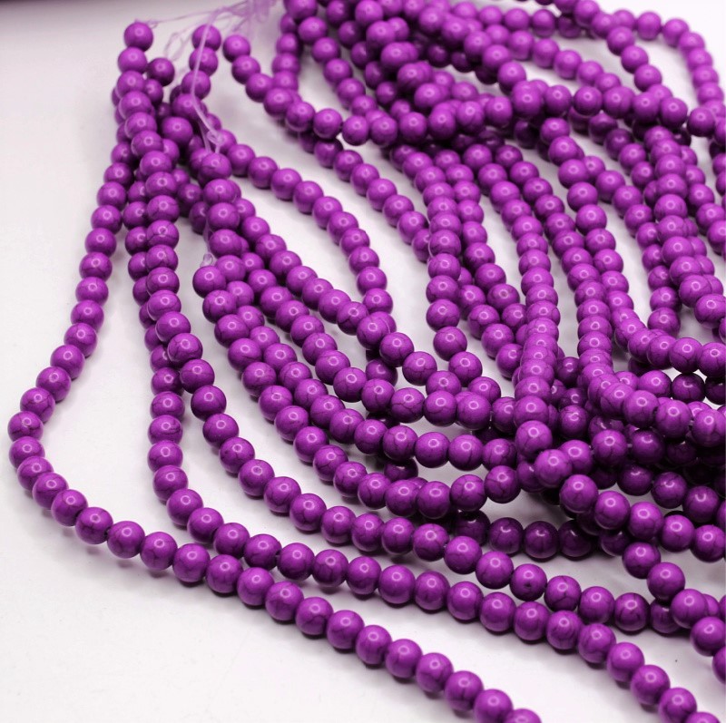 Howlite strong purple / beads balls 8mm 50pcs / string HOFIKU08B