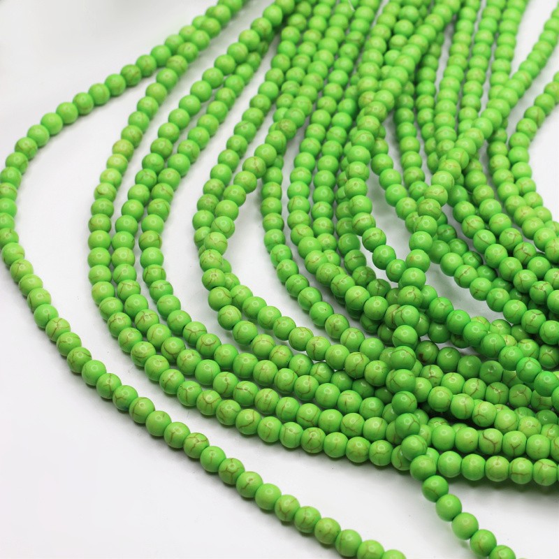 Howlite beads green/ balls 4mm/ 66pcs/string HOZKU06A