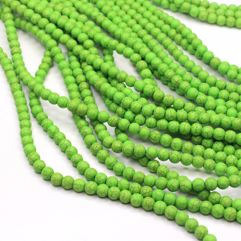 Howlite beads green/ balls 4mm/ 50pcs/string HOZKU08A
