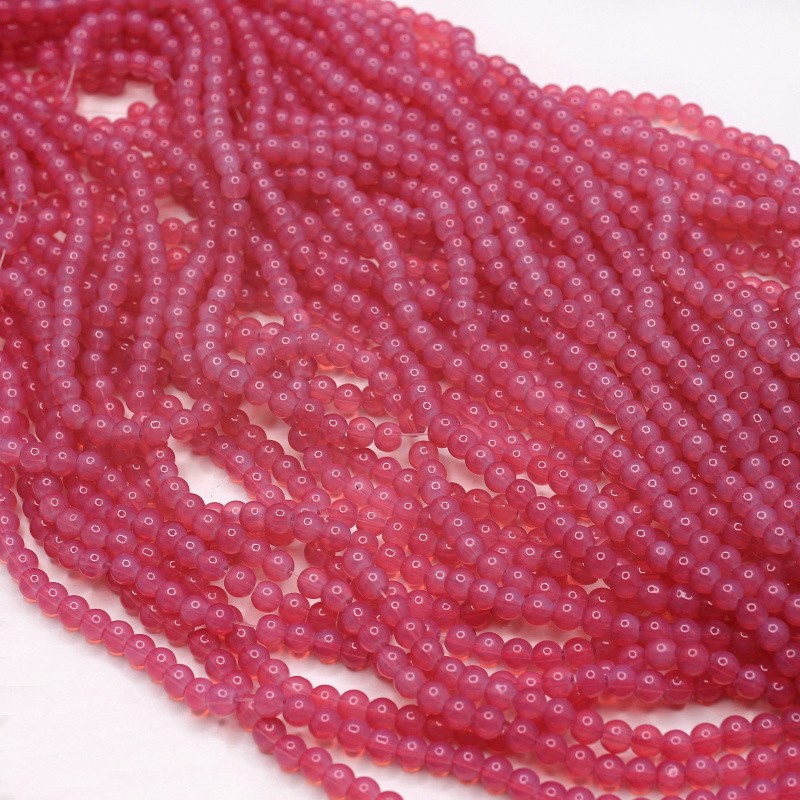 Opaline beads/ balls 6mm/ candy pink/ 130 pieces SZTO0605A