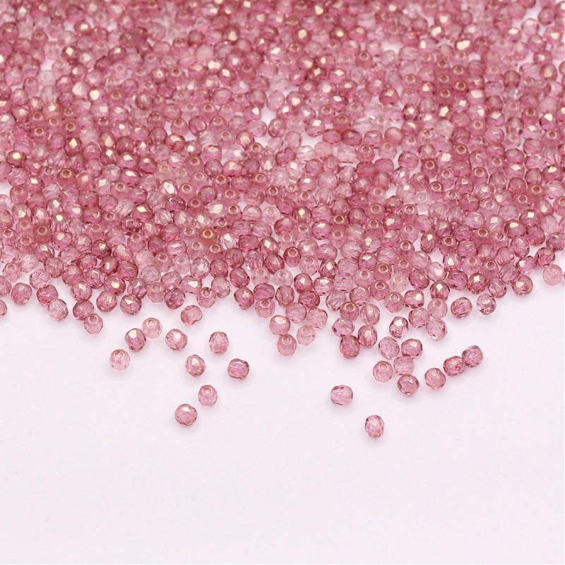 Czech beads/ balls 3mm faceted/ luster-transparent topaz/ 1.99g/ approx. 50pcs/ SZGBKF03-KO-LP00030